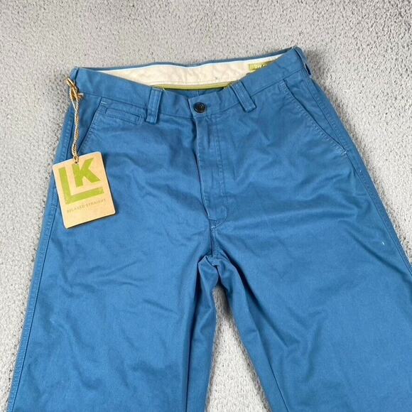 Life Khaki Relaxed Straight Pants Plain Front Men's 32x32 Blue New - Picture 2 of 10